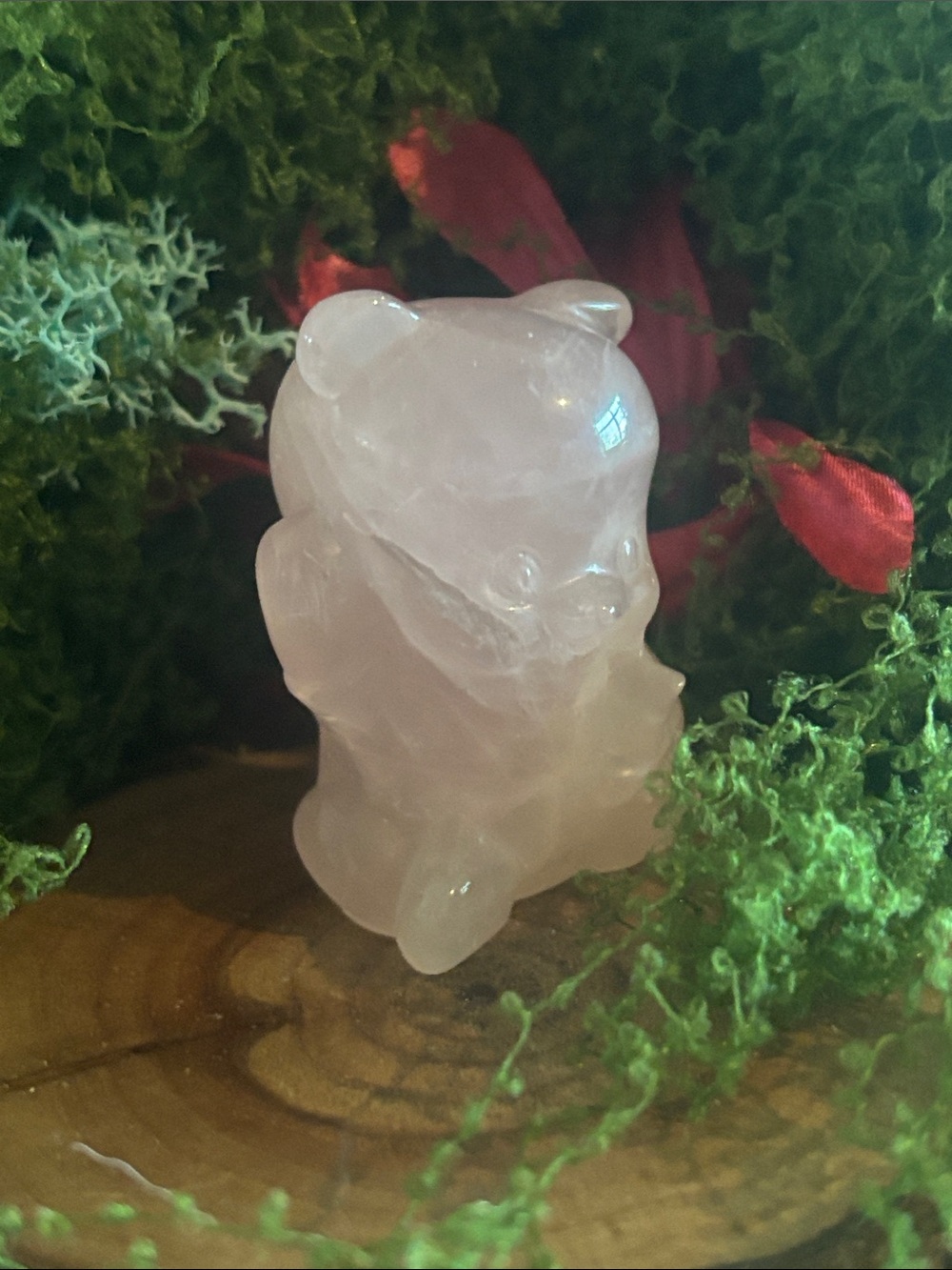 Hand-Carved Rose Quartz Whinny the Pooh